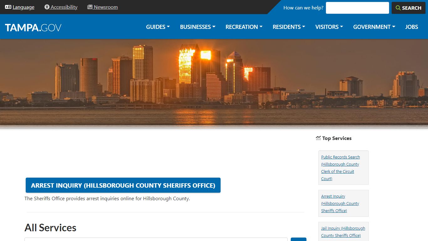 Arrest Inquiry (Hillsborough County Sheriffs Office) - City of Tampa